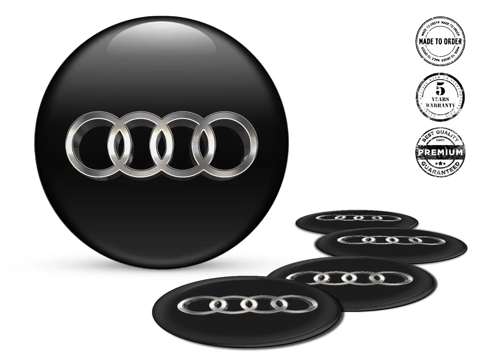 Audi Édition Résine Bombée Logos Cache-Moyeu Personnalisés